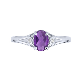 Кольцо из серебра с аметистом и фианитами - 2299295
