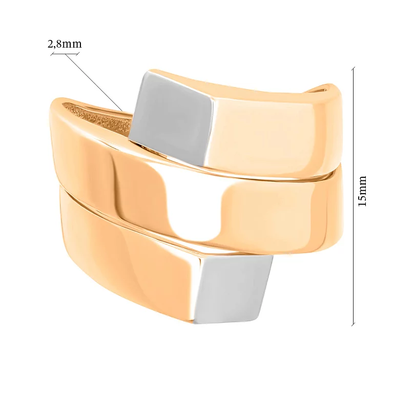Кольцо из комбинированного золота широкое. Артикул 2076513: цена, отзывы, фото – купить в интернет-магазине AURUM