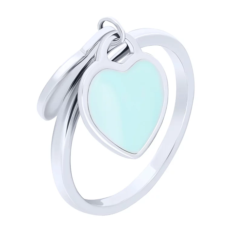Кольцо серебряное с эмалью "Сердечки". Артикул 7501/FR18782/57: цена, отзывы, фото – купить в интернет-магазине AURUM
