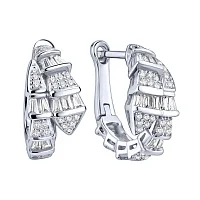 Серьги "Змея" из серебра с фианитами  - 2225281