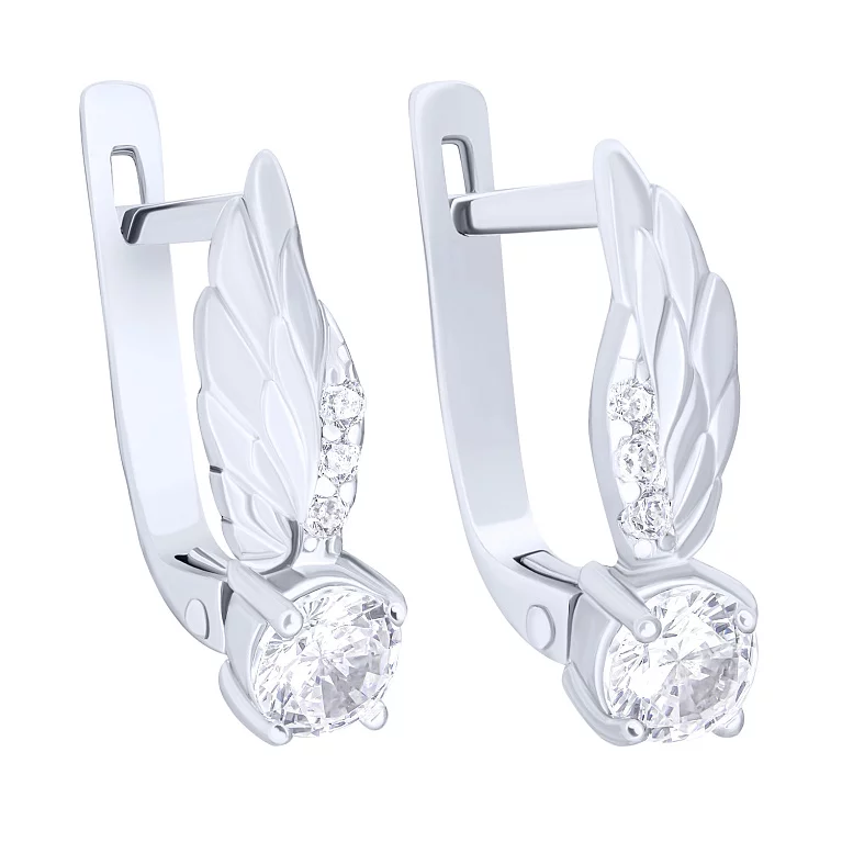 Сережки срібні "Крила" з фіанітами. Артикул 7502/82150б: ціна, відгуки, фото – купити в інтернет-магазині AURUM