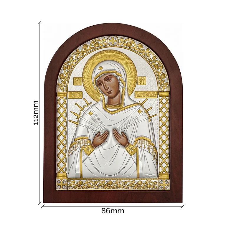 Икона из серебра "Божья Матерь Семистрельная" - 1341435