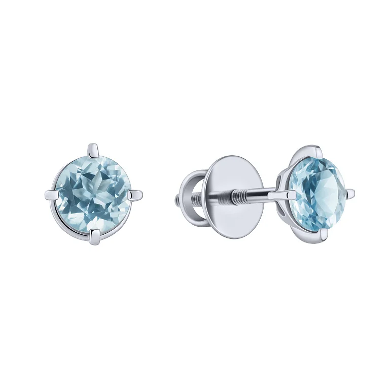 Сережки-пусети зі срібла з топазом лондон  - 2196146