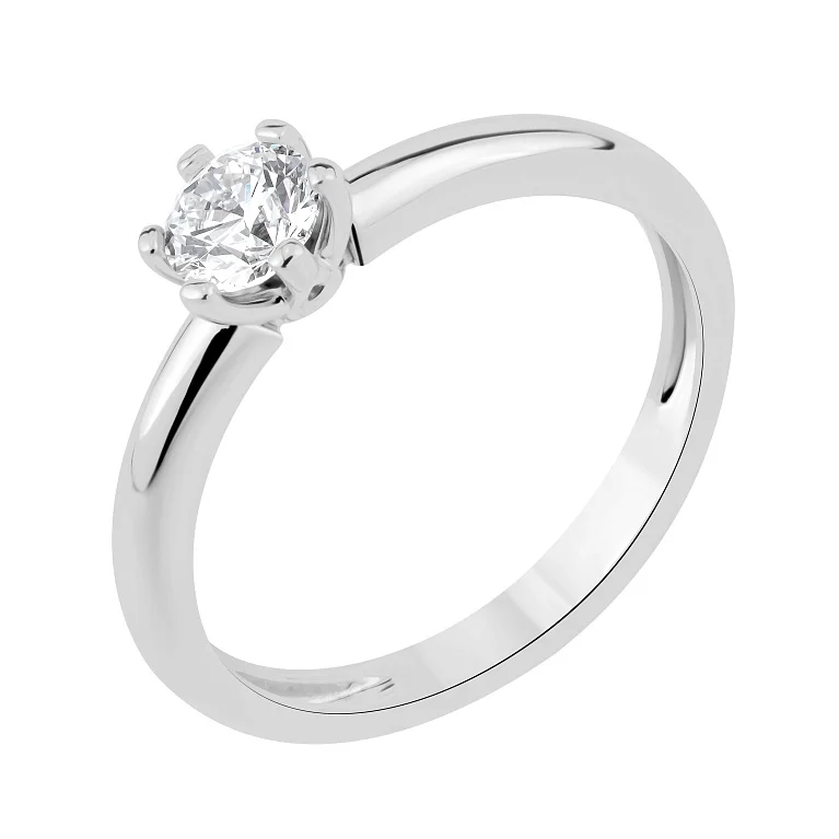 Каблучка з діамантом з білого золота у класичному стилі - 2117338