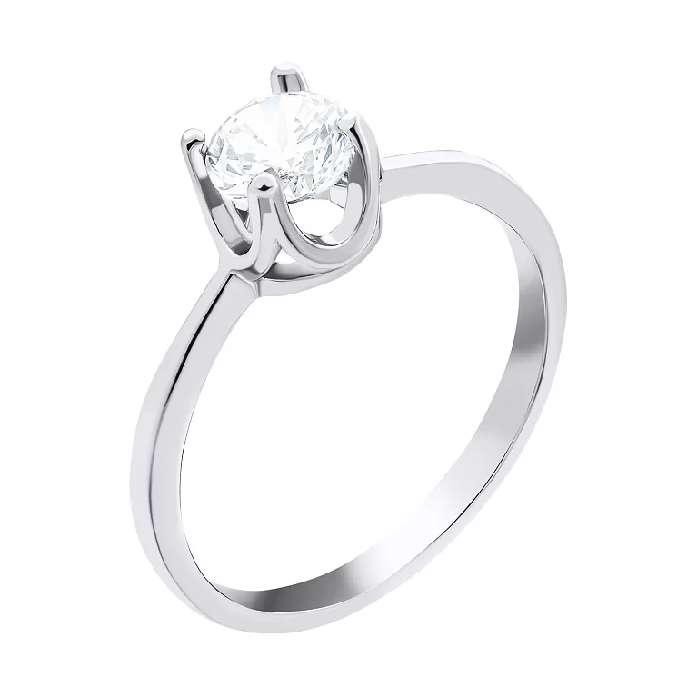 Классическое помолвочное кольцо из серебра с фианитом. Артикул 7501/FR15155: цена, отзывы, фото – купить в интернет-магазине AURUM
