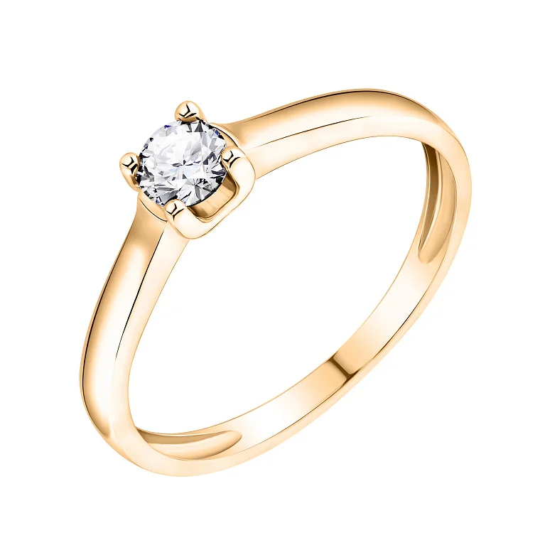 Каблучка з червоного золота з діамантом - 2117279