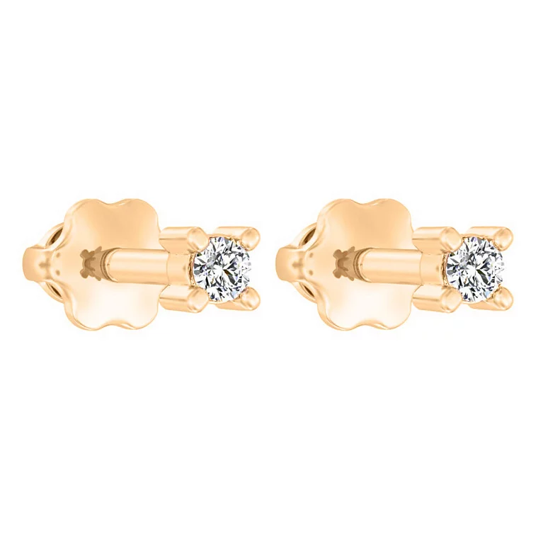 Золоті сережки-гвоздики з діамантом. Артикул Т011172005: ціна, відгуки, фото – купити в інтернет-магазині AURUM