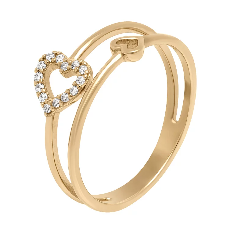 Кольцо из красного золота "Сердечки" с фианитами. Артикул 1110554101: цена, отзывы, фото – купить в интернет-магазине AURUM