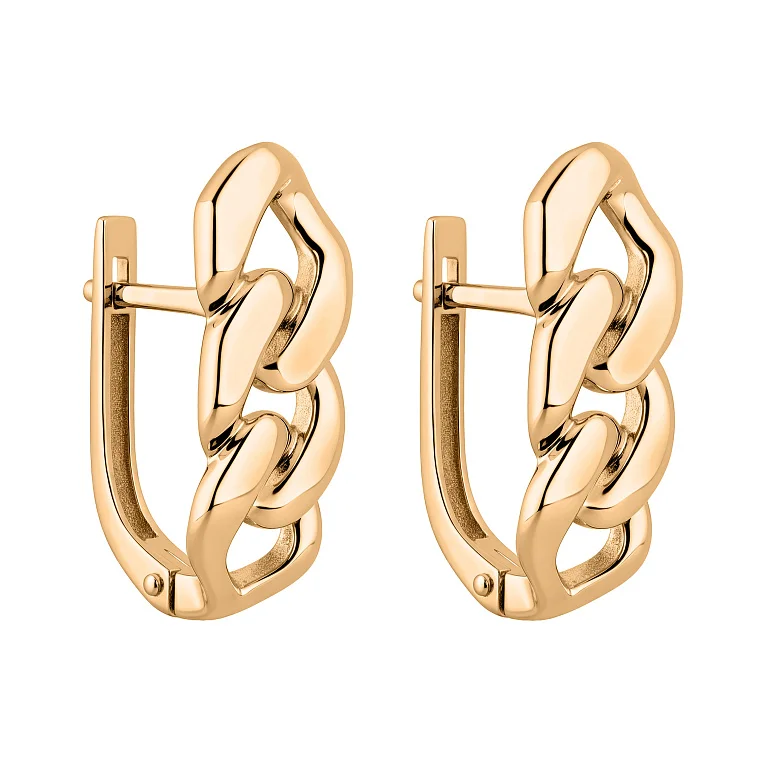 Сережки "Цепь" из красного золота - 2115360