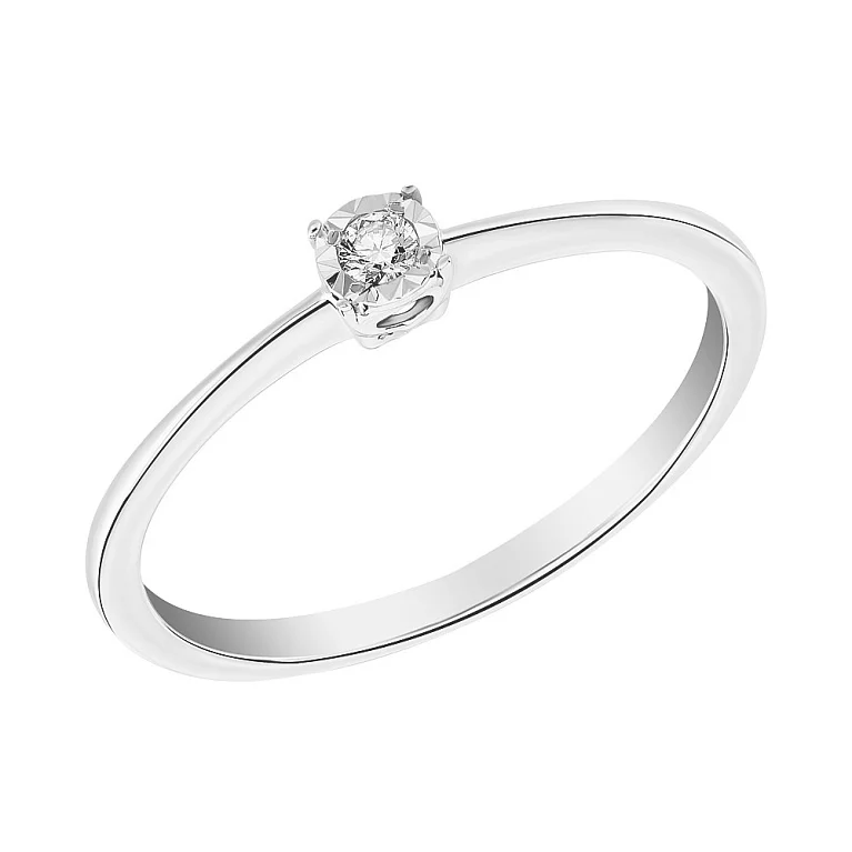 Каблучка для заручин з білого золота з діамантом. Артикул К341122005б: ціна, відгуки, фото – купити в інтернет-магазині AURUM