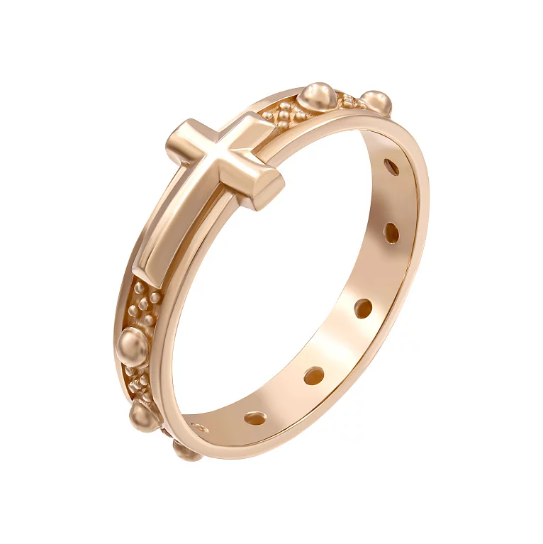 Кольцо из красного золота с крестиком. Артикул 300330: цена, отзывы, фото – купить в интернет-магазине AURUM