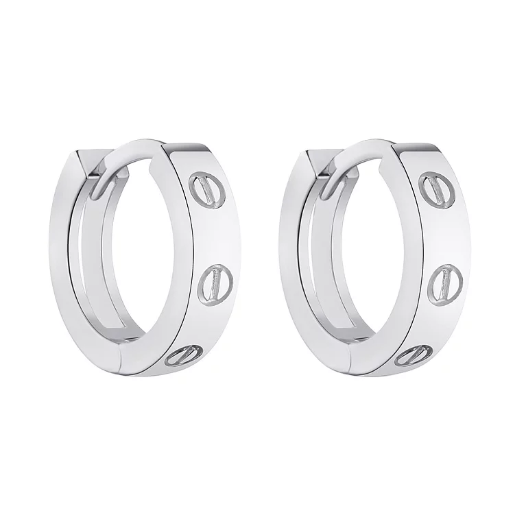 Серьги-кольца из серебра "Love". Артикул 7502/4903/15: цена, отзывы, фото – купить в интернет-магазине AURUM