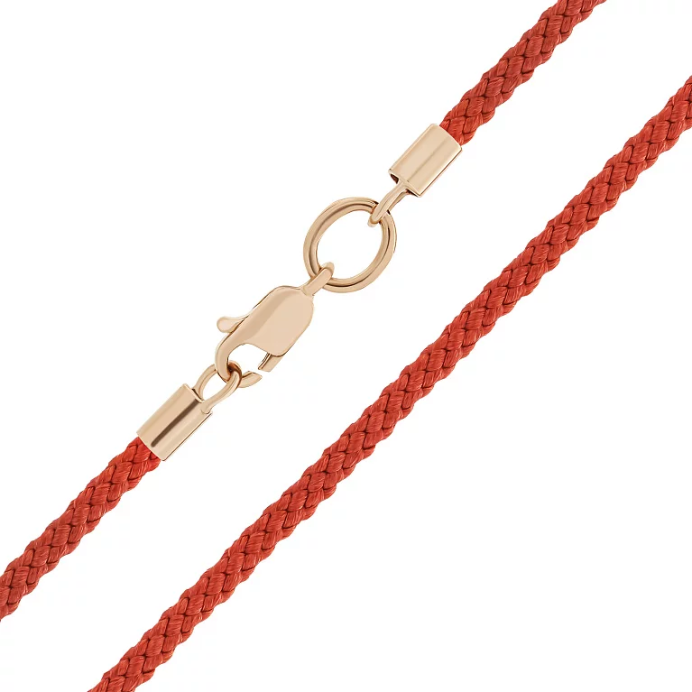 Красный вощеный шнурок с золотой застежкой. Артикул 12102-10/1: цена, отзывы, фото – купить в интернет-магазине AURUM