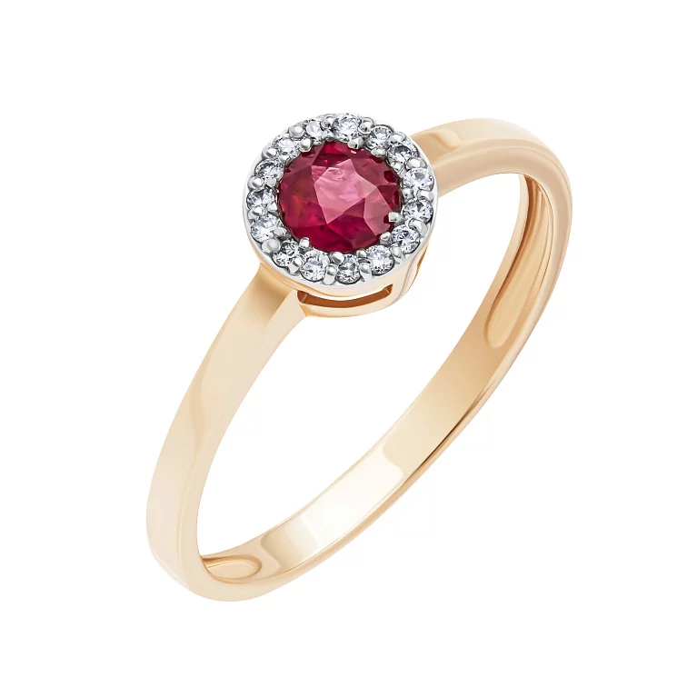 Кольцо с рубином и бриллиантами из красного золота. Артикул К1124р: цена, отзывы, фото – купить в интернет-магазине AURUM