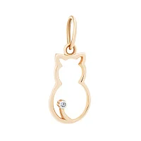 Подвес "Кошечка" с фианитом в красном золоте - 1799104