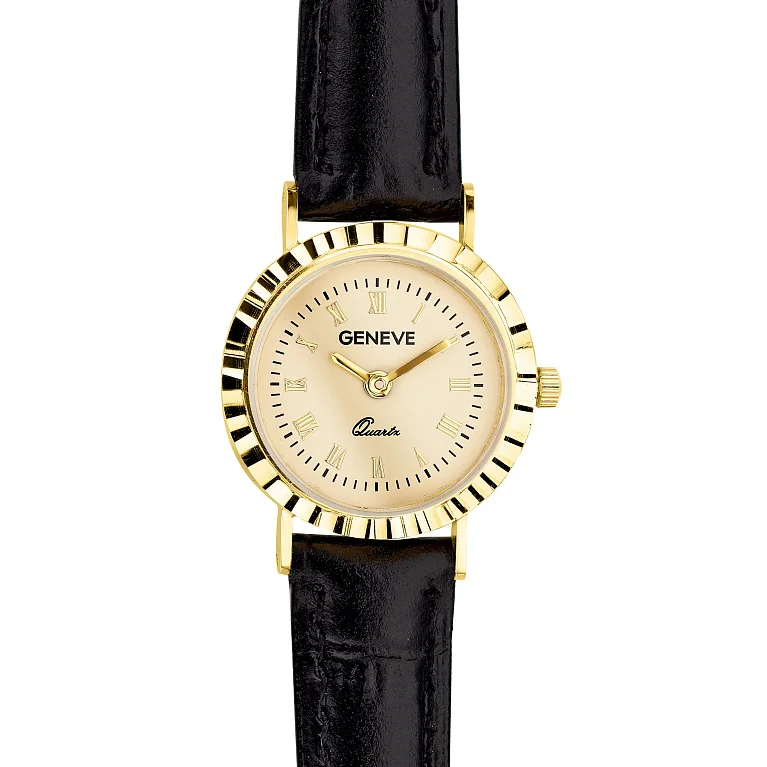Наручные часы "Geneve" из желтого золота с кожаным ремешком - 2181232