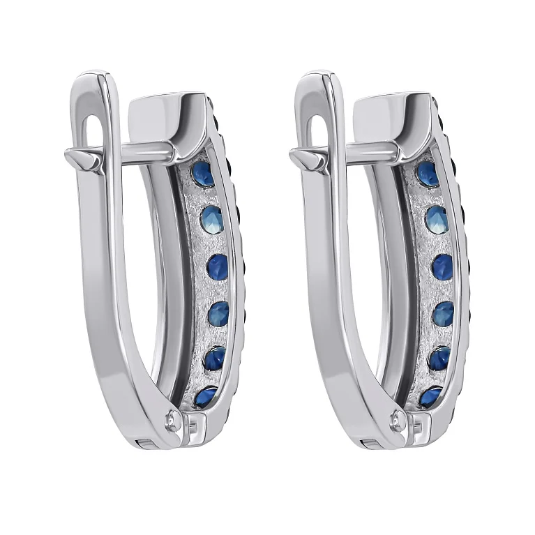 Сережки из белого золота с сапфирами - 1275301