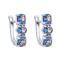 Серебряные серьги с топазами мистик - 2016703