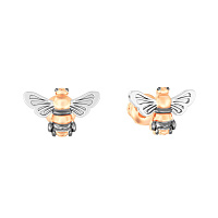 Сережки-гвоздики з комбінованого золота Бджілки. Артикул 110385: ціна, відгуки, фото – купити в інтернет-магазині AURUM
