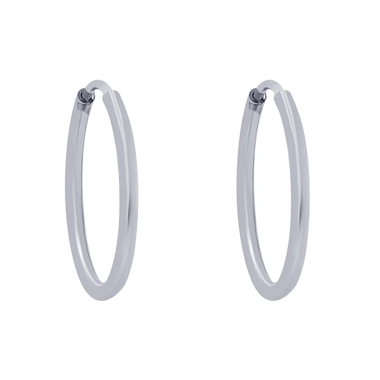Срібні сережки-кільця з родіюванням. Артикул 7502/1033-15сР: ціна, відгуки, фото – купити в інтернет-магазині AURUM