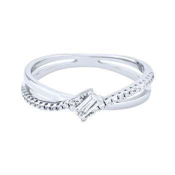 Серебряное двойное кольцо с фианитами - 2076769