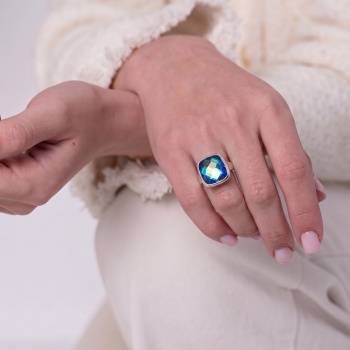 Серебряное кольцо с топазом мистик - 2287207