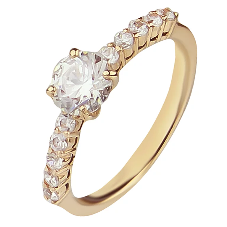 Кольцо для помолвки из красного золота с фианитом. Артикул К111617: цена, отзывы, фото – купить в интернет-магазине AURUM