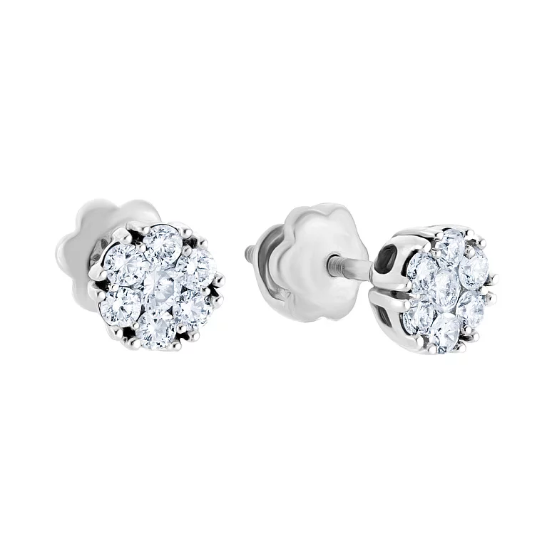 Сережки-гвоздики з білого золота з діамантами. Артикул С341019040б: ціна, відгуки, фото – купити в інтернет-магазині AURUM