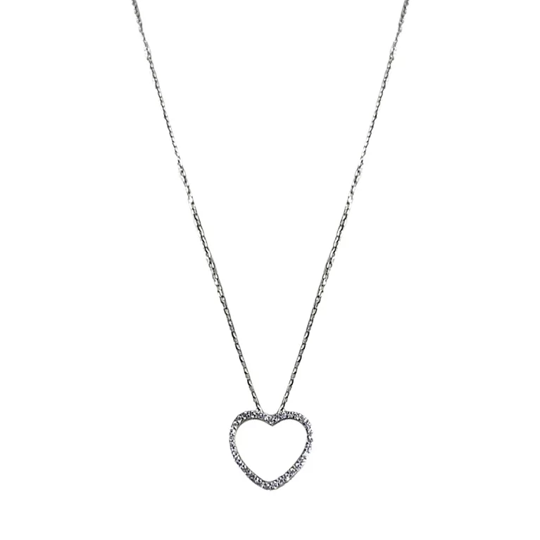 Колье серебряное с фианитом "Сердце" якорное плетение. Артикул 9560336б: цена, отзывы, фото – купить в интернет-магазине AURUM