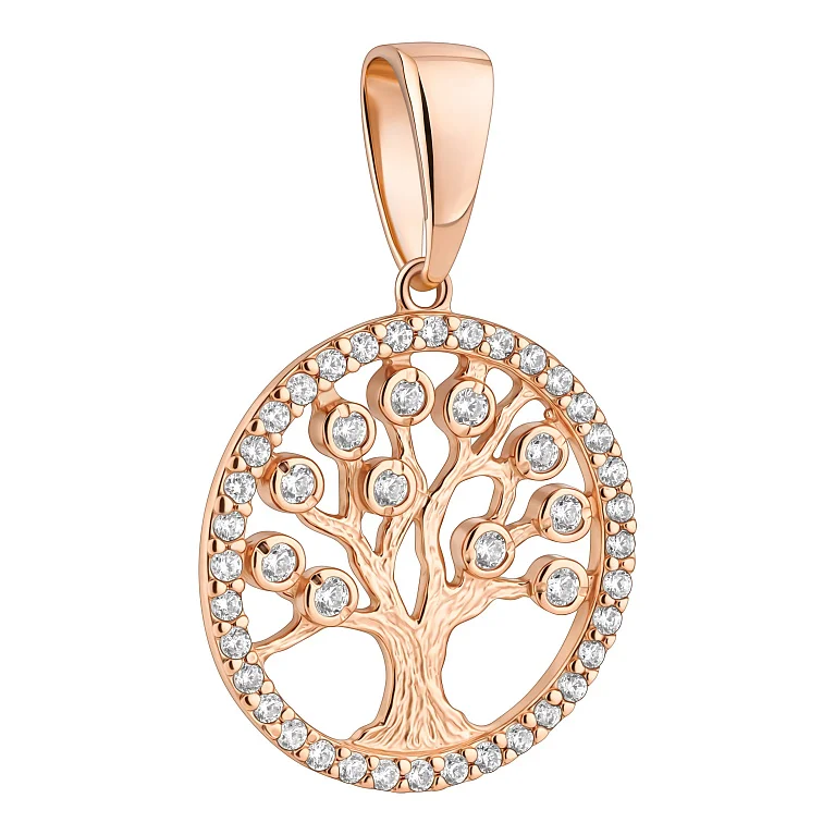 Подвес "Дерево Жизни" из красного золота с фианитами - 1545451