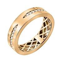 Кольцо из красного золота с дорожками фианитов - 2171044