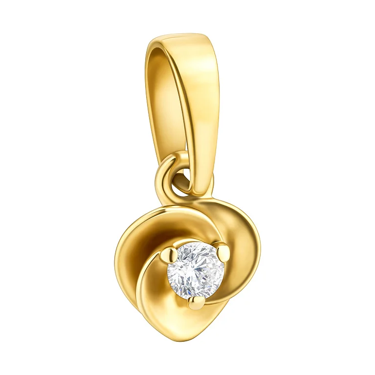 Фігурний підвіс із жовтого золота з фіанітом - 2139625