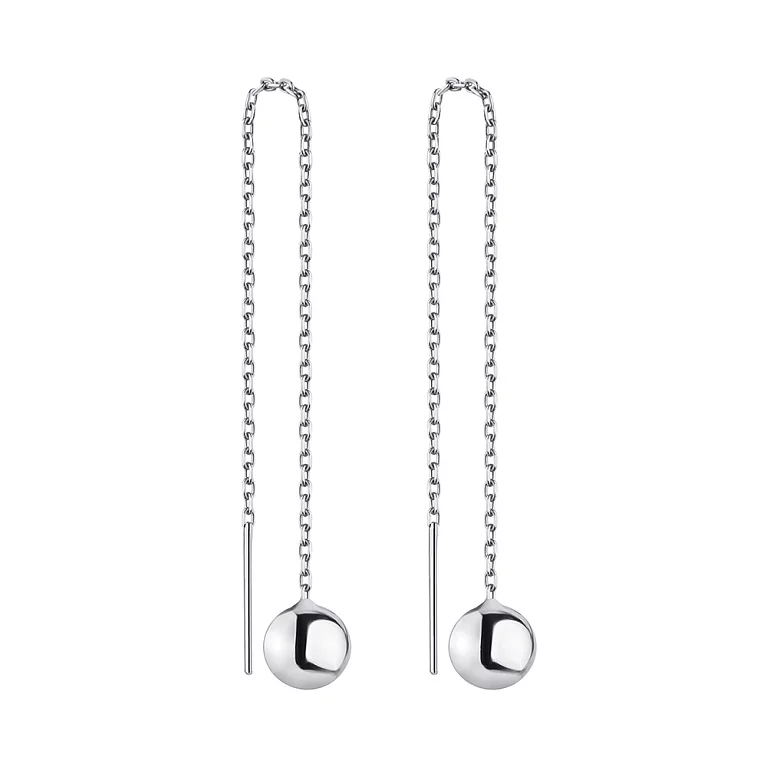 Сережки-протяжки зі срібла "Кульки". Артикул 7502/4763/1: ціна, відгуки, фото – купити в інтернет-магазині AURUM