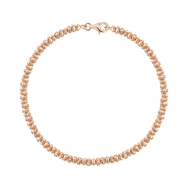 Браслет у червоному золоті плетіння попкорн - 2178255