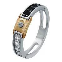 Перстень из комбинированного золота с черным и белым цирконием. Артикул КП002/1/0: цена, отзывы, фото – купить в интернет-магазине AURUM