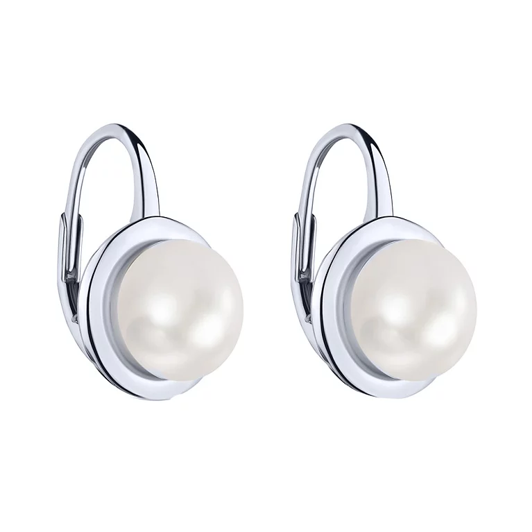 Сережки зі срібла з перлами. Артикул 7502/4520жб: ціна, відгуки, фото – купити в інтернет-магазині AURUM