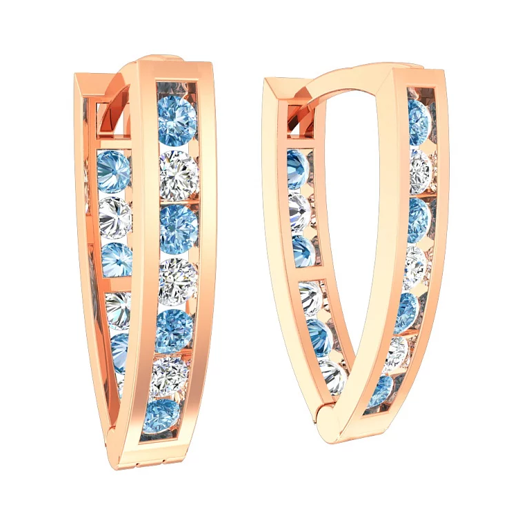 Золоті сережки з фіанітами . Артикул 110121г: ціна, відгуки, фото – купити в інтернет-магазині AURUM