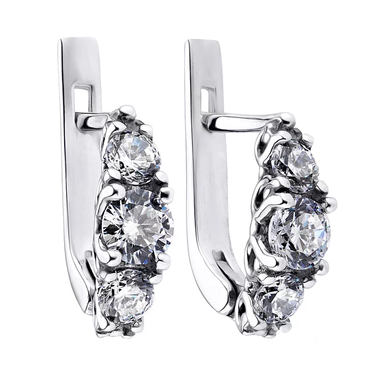 Срібні сережки з фіанітами. Артикул 7502/2204р: ціна, відгуки, фото – купити в інтернет-магазині AURUM