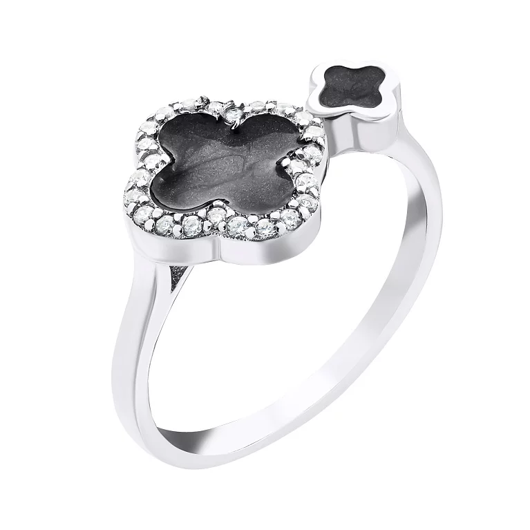 Серебряное кольцо Клевер с фианитами и эмалью. Артикул 7501/FR19332/92: цена, отзывы, фото – купить в интернет-магазине AURUM
