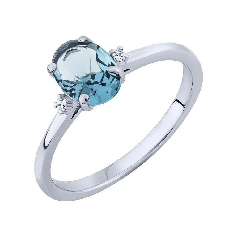 Кольцо из серебра с топазом лондон и фианитами - 2162748