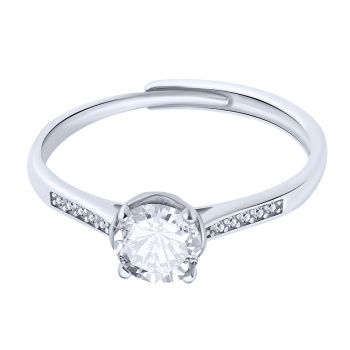 Серебряное регулируемое кольцо с дорожкой из фианитов - 1960294