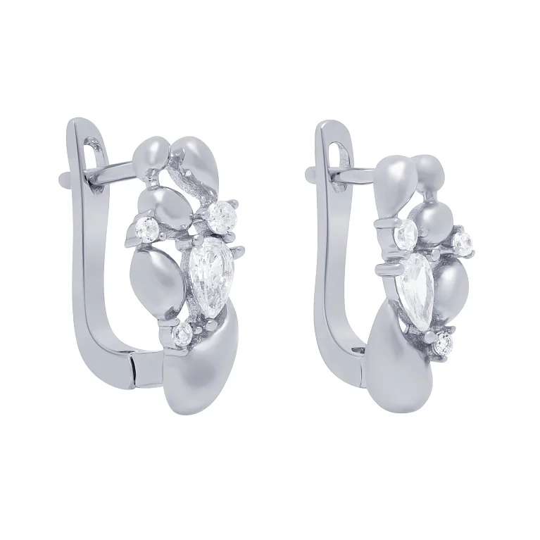 Сережки срібні з фіанітами. Артикул 7502/4965СЦ24: ціна, відгуки, фото – купити в інтернет-магазині AURUM