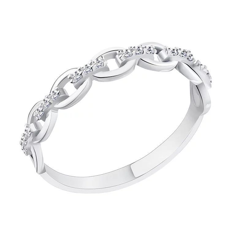 Серебряное кольцо "Цепь" с фианитом. Артикул 7501/5812: цена, отзывы, фото – купить в интернет-магазине AURUM