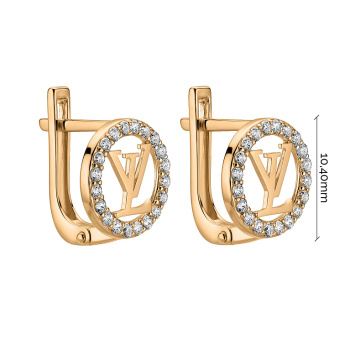 Серьги из красного золота с фианитами  - 2230219