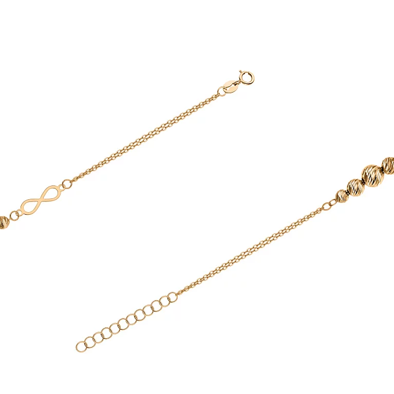 Золотий браслет "Нескінченність" з алмазною гранню плетіння якір. Артикул 325462а: ціна, відгуки, фото – купити в інтернет-магазині AURUM