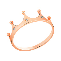 Золотое кольцо Корона с цирконием. Артикул 140708: цена, отзывы, фото – купить в интернет-магазине AURUM