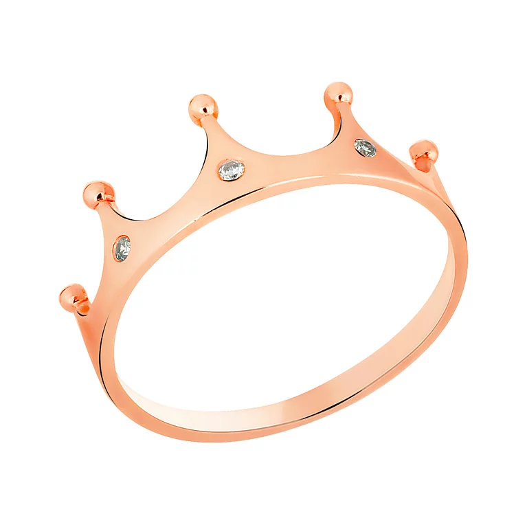 Золотое кольцо "Корона" с фианитом. Артикул 140708: цена, отзывы, фото – купить в интернет-магазине AURUM