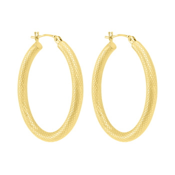Серьги-кольца из желтого золота с узором - 2129779