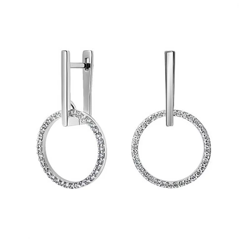 Срібні сережки з Кільцями та фіанітом. Артикул 7502/20634: ціна, відгуки, фото – купити в інтернет-магазині AURUM