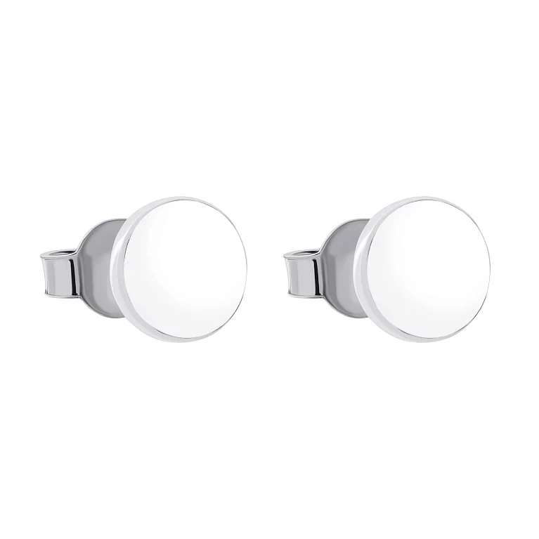 Срібні сережки-гвоздики з емаллю. Артикул 7518/5500/7еб: ціна, відгуки, фото – купити в інтернет-магазині AURUM
